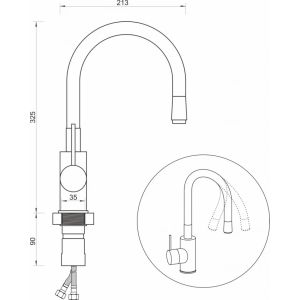 BATERIJA ZA SUDOPERU TUBO GIBLJIVA LULA CRNA - SA 2 CEVI 6128B MINOTTI